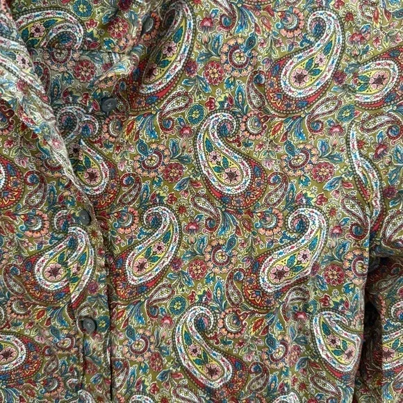 J. Crew Olive Green Slim Perfect Button Down Shirt in Liberty Lee Manor Paisley - Picture 8 of 13